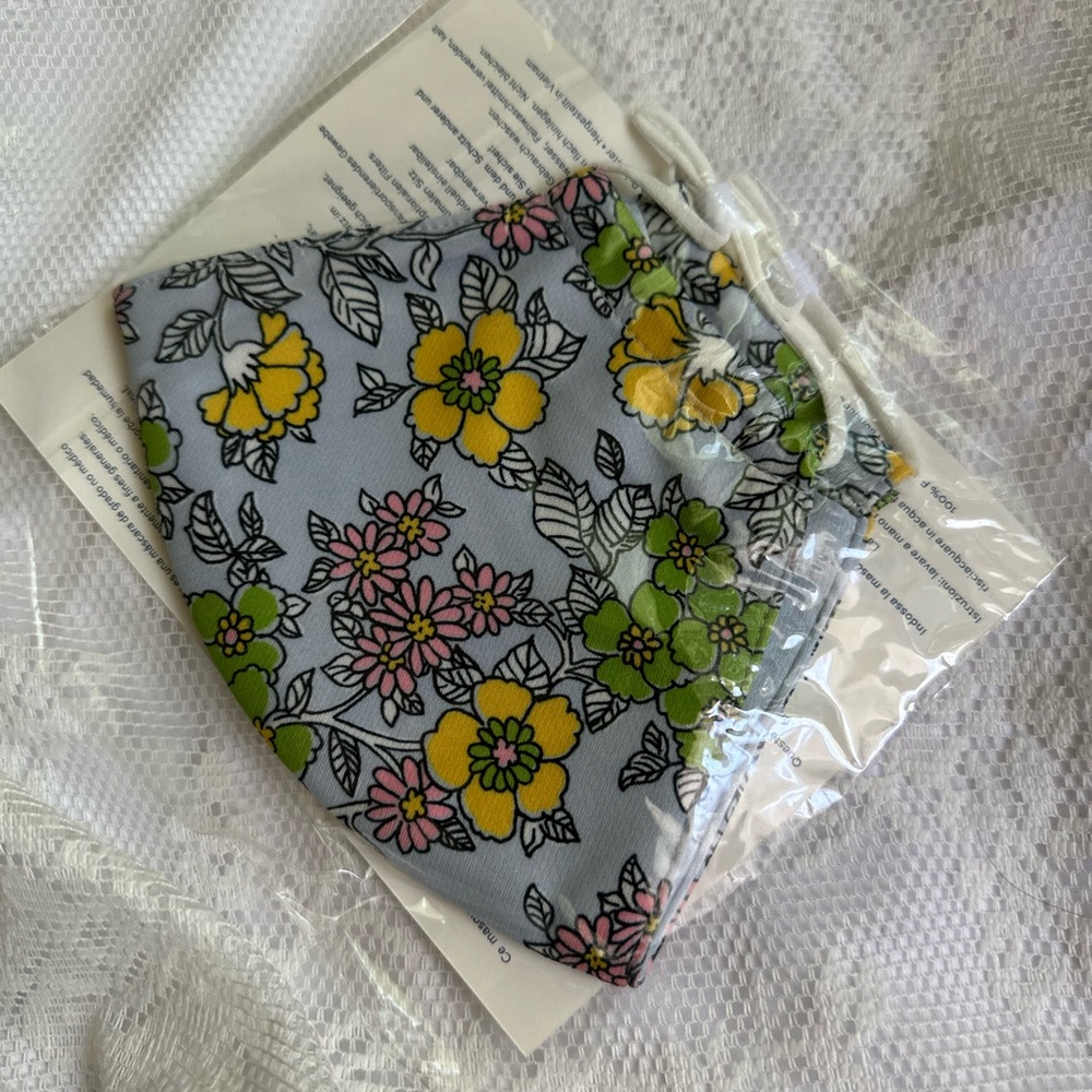 Tory Burch Floral Face Mask - Yellow, Green, Pink